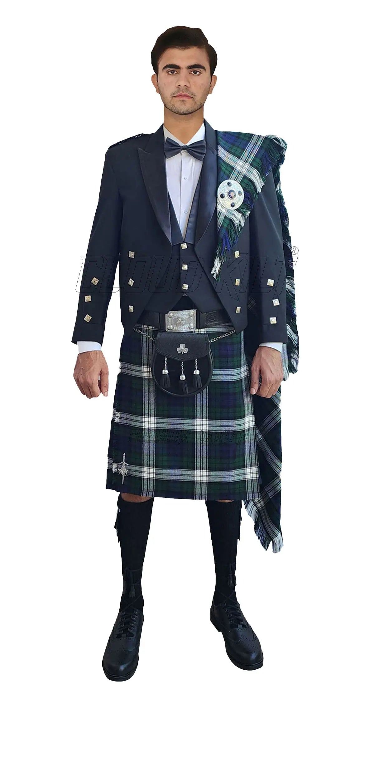Prince Charlie Kilt Outfit With Black Watch Dress Tartan Kilt - CLOUD Prince Charlie Kilt Outfit With Black Watch Dress Tartan Kilt - CLOUD