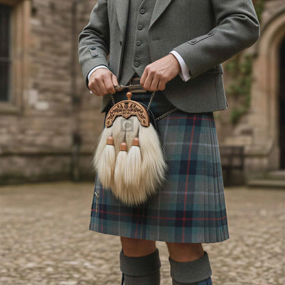 Wood Cantle Markhor Fur Leather Sporran