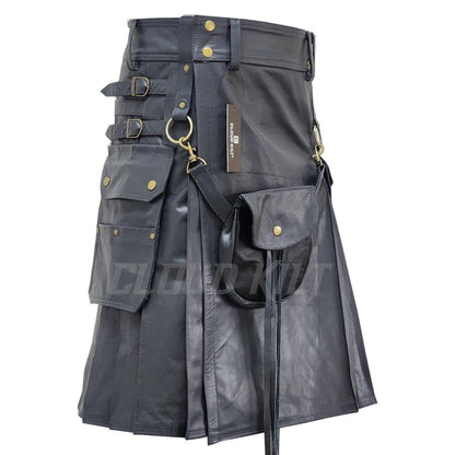 Grey Leather Kilt