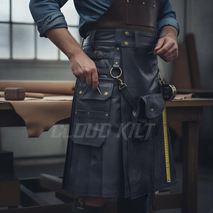 Grey Leather Kilt