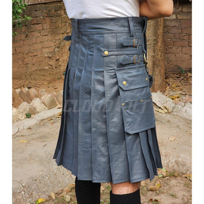 Grey Leather Kilt