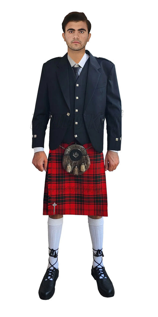 Black Tweed Argyll Wedding Kilt Outfit With Maxwell Modern Tartan Kilt CLOUD KILT