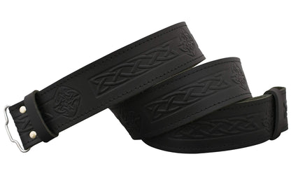 Celtic Swirl Leather Black Belt CLOUD KILT