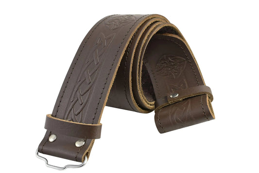 Celtic Swirl Leather Brown Belt CLOUD KILT