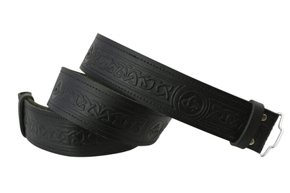 Celtic Twist Black Leather Kilt Belt CLOUD KILT