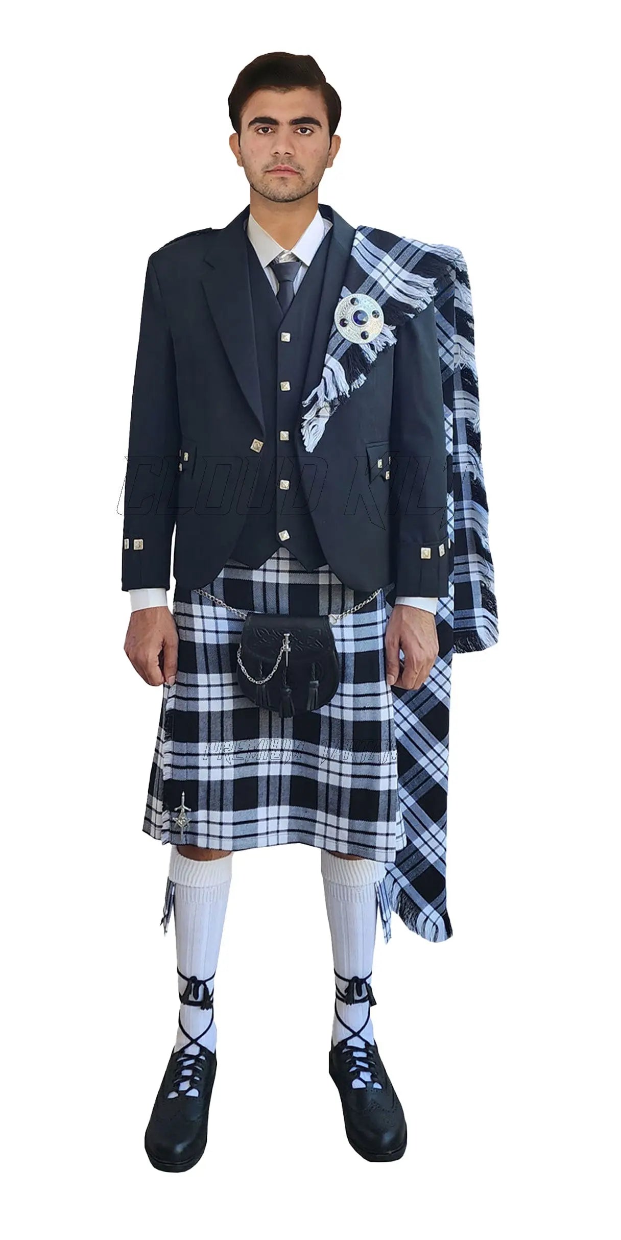 Classic Black Argyll Tweed Kilt Outfit With McFarlane CLOUD KILT