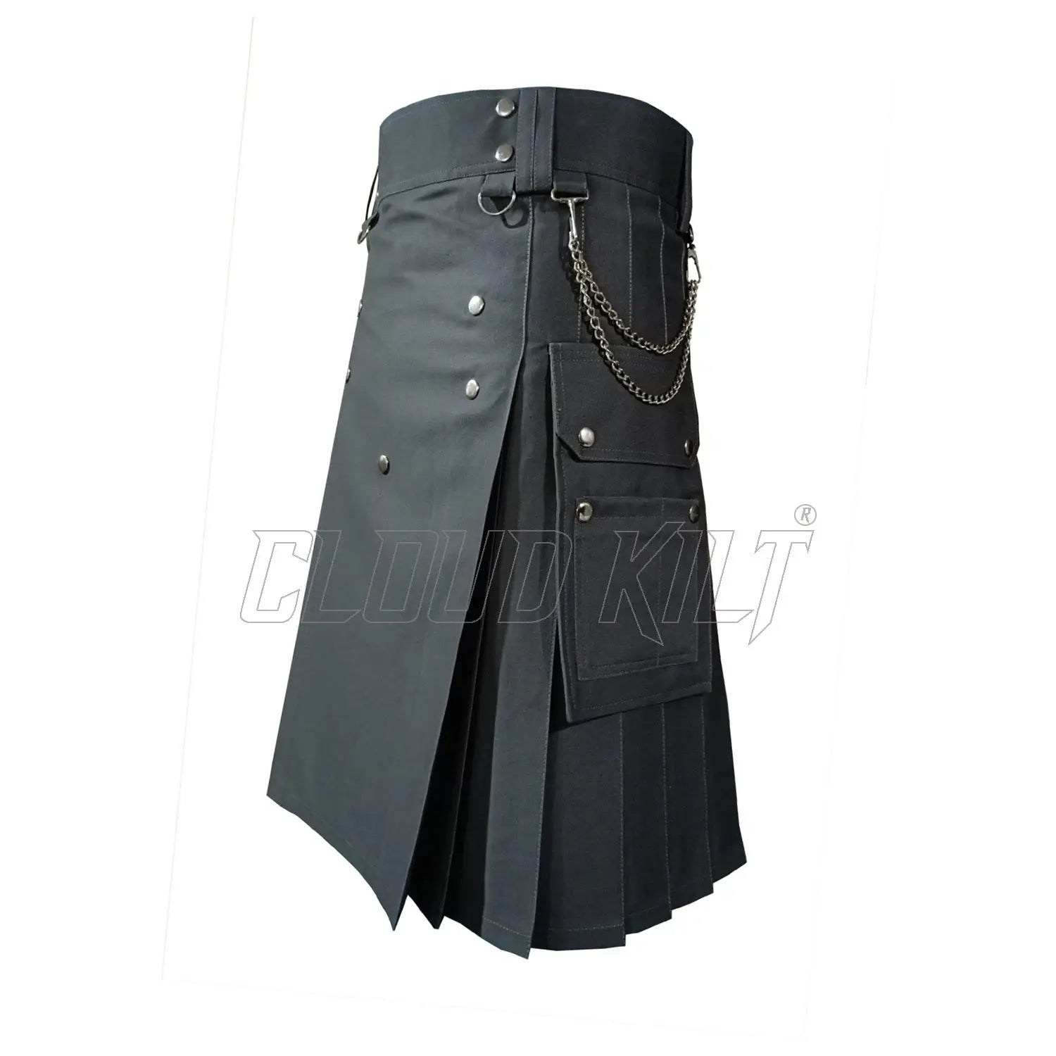 Deluxe Modern Utility Kilt For Men With Chain CLOUD KILT