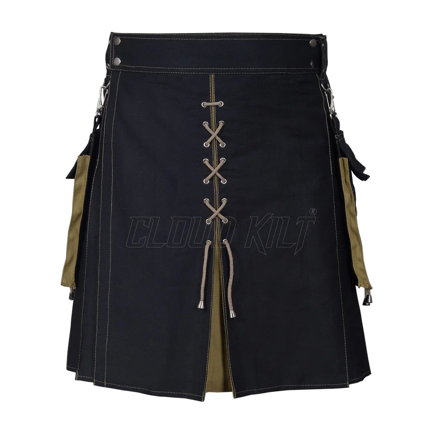 Hybrid Black and Khaki Utility Kilt For Men CLOUD KILT