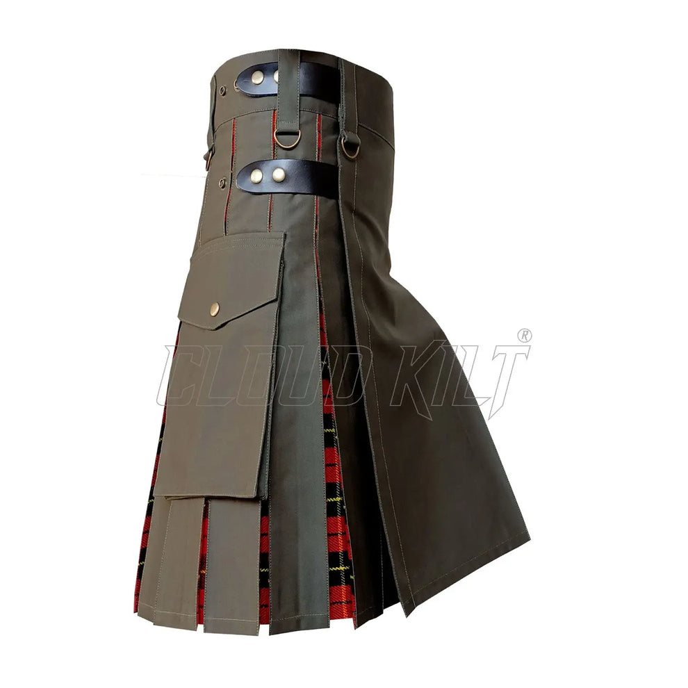 Hybrid Kilt Box Pleated Tartan Utility Kilt - CLOUD KILT