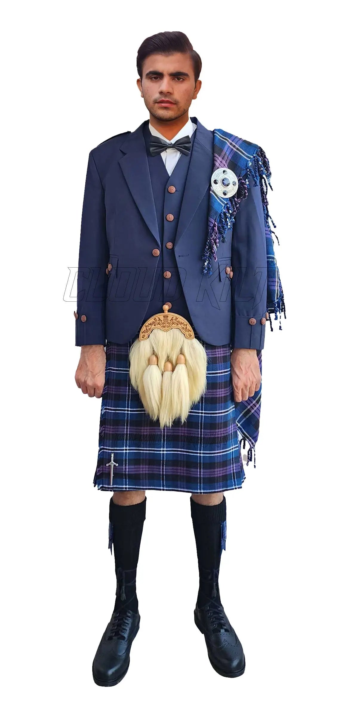 Navy Argyll Kilt Outfit With Heritage Of Scotland CLOUD KILT