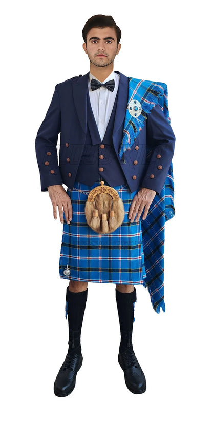 Navy Prince Charlie Kilt Outfit With Oklahoma Tartan Kilt CLOUD KILT