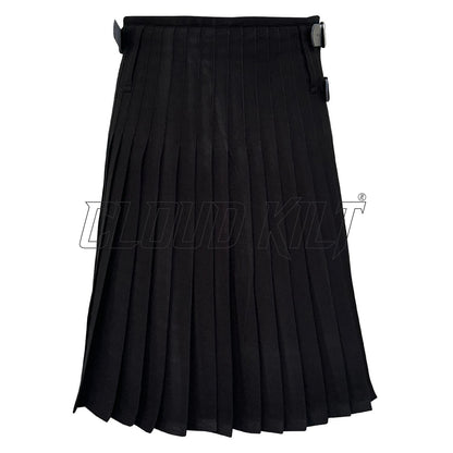 Solid Black Tartan Kilt