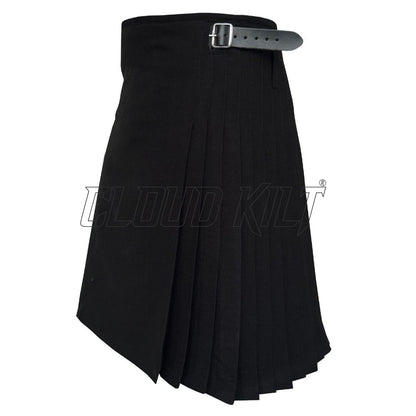 Solid Black Tartan Kilt