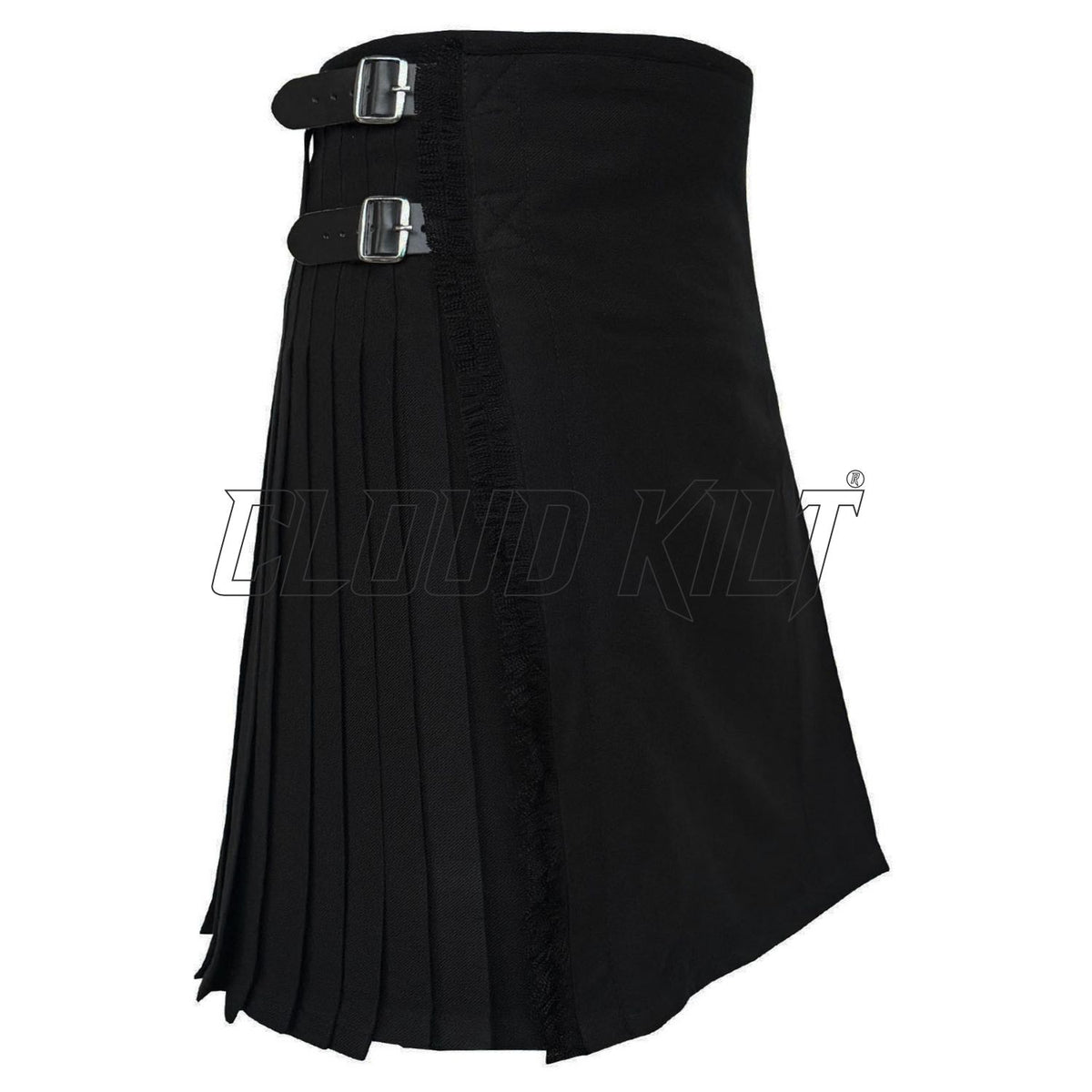 Solid Black Tartan Kilt