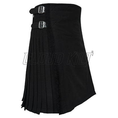 Solid Black Tartan Kilt