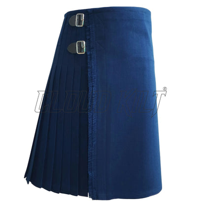 Solid Blue Modern Tartan Kilt