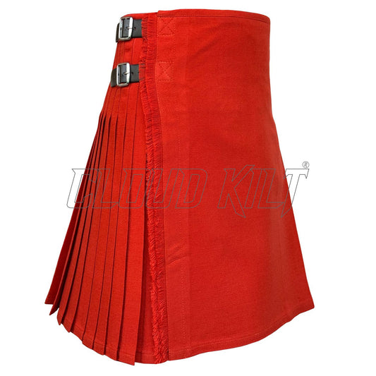 Solid Red Tartan Kilt For Men