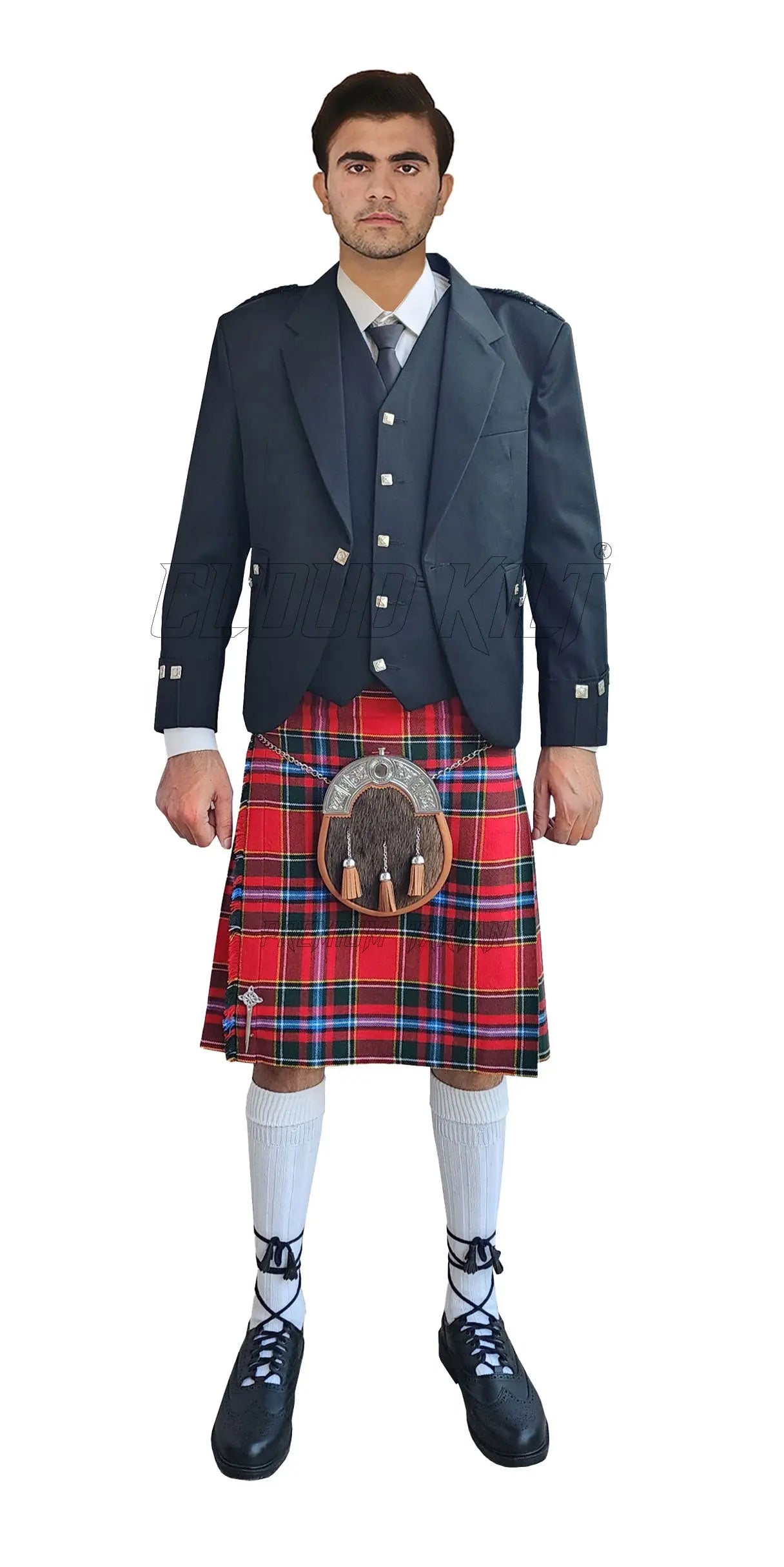 Tweed Argyll Wedding Kilt Outfit With Drummond of Perth Modern Tartan Kilt CLOUD KILT