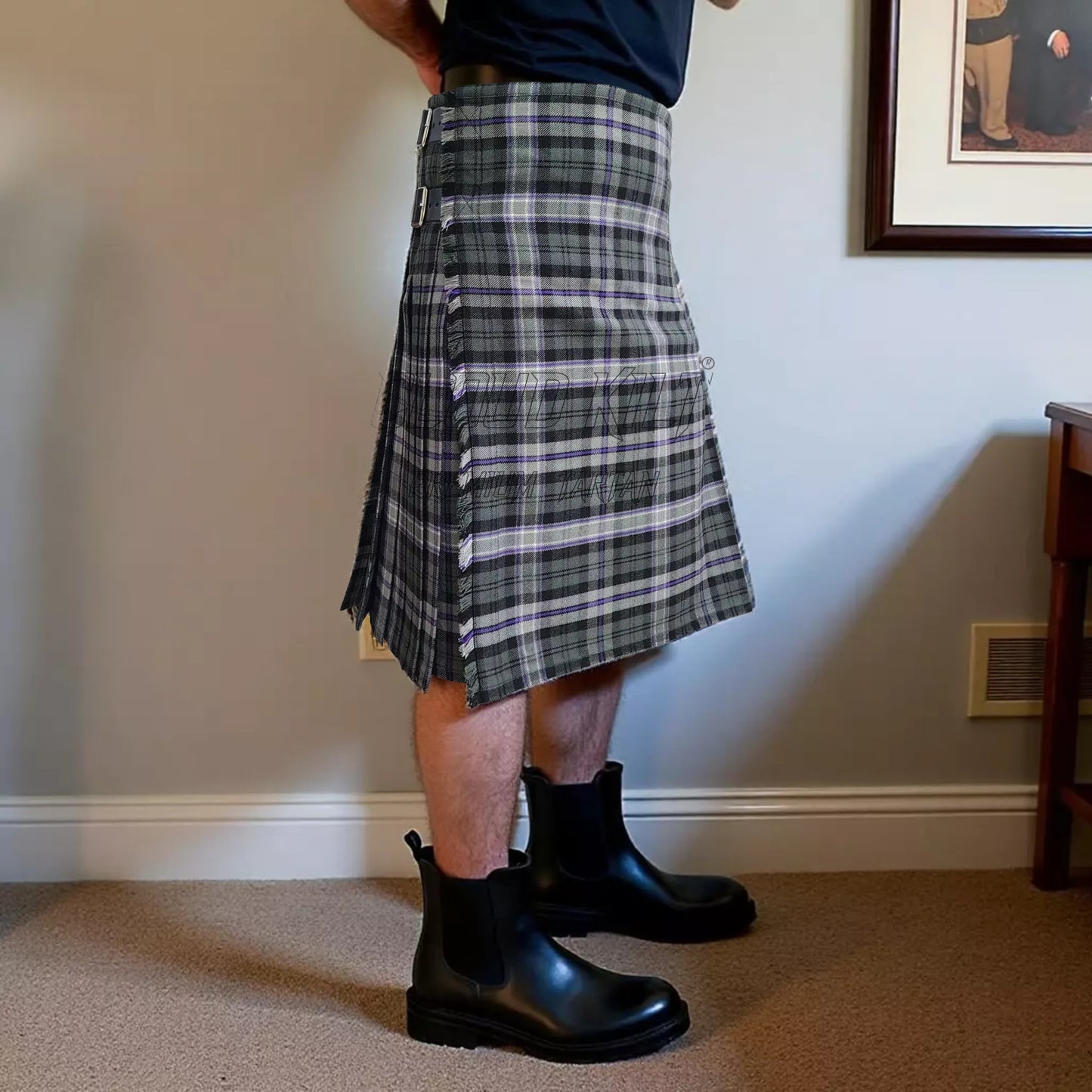 Black Scottish National Tartan Kilt