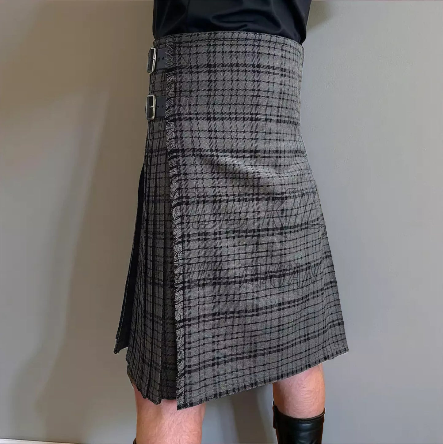 Black Dark Shadow Tartan Kilt
